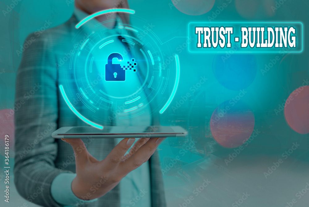 Poster text sign showing trust building. business photo text developing trust in so they can function effec