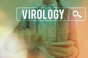Word writing text Virology. Business photo showcasing branch of science dealing with the variety of...