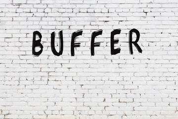 Inscription buffer painted on white brick wall