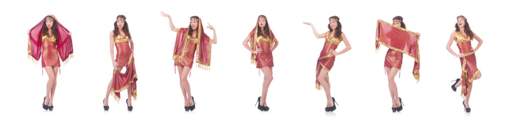 Woman in eastern dress isolated on white