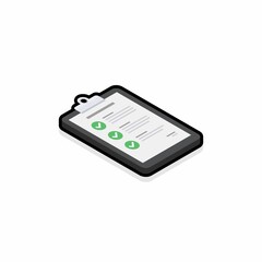 Checklist Isometric right view - Black Stroke+Shadow icon vector isometric. Flat style vector illustration.