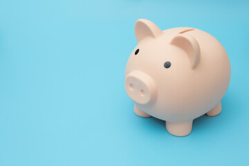 Pig piggy bank  on a blue background