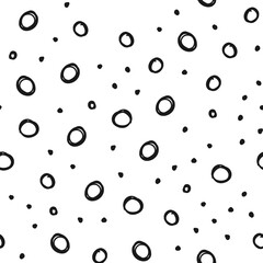 Doodle circles seamless pattern. Black dots texture background.