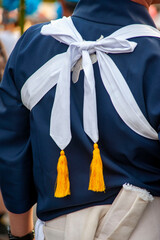 日本の秋祭り灘祭りの襷掛けをしている男性の後ろ姿