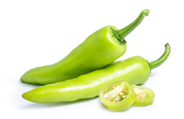 green pepper chilli sweet isolated on white background