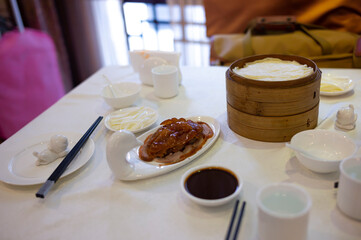 beijing roast duck on table
