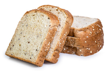 wholegrain bread isolated on white background