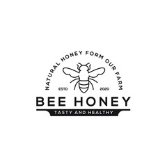 modern vintage honey bee natural nutrition vector illustration
