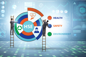 HSE concept for health safety environment with businessman