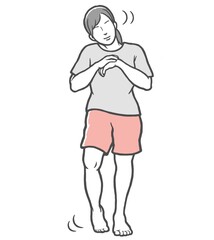 手首足首回し　準備体操　若い女性　裸足