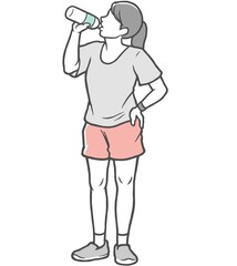 水分補給する若い女性