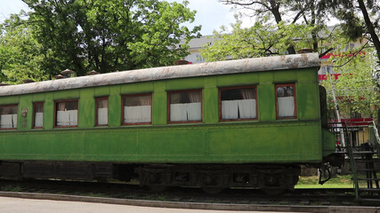 Fototapeta na wymiar Stalin’s personal railway carriage, located outside the Joseph Stalin Museum.