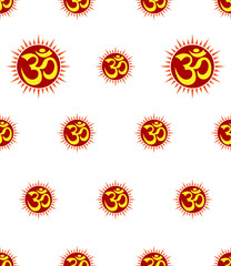 Aum (Om) The Holy Motif Seamless Pattern