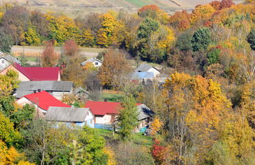 Autumn rural landscape from a height