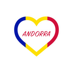 Andorra flag in heart. I love my country. sign. Stock vector illustration isolated on white background.