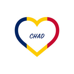 Chad flag in heart. I love my country. sign. Stock vector illustration isolated on white background.