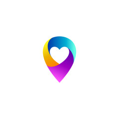 pin and love for dating application logo design