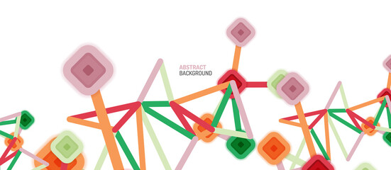 Abstract square dot connections, flat style multicolored geometric background for Wallpaper, Banner, Background, Card, Book Illustration, landing page or poster design