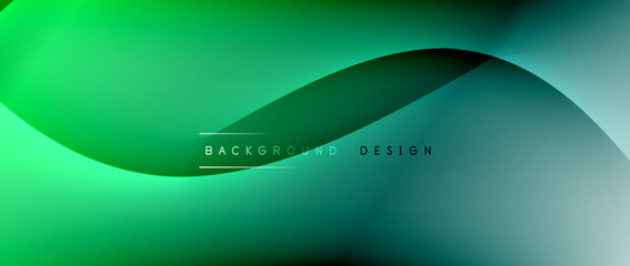 Fluid gradient waves with shadow lines and glowing light effect, modern flowing motion abstract background for cover, placards, poster, banner or flyer