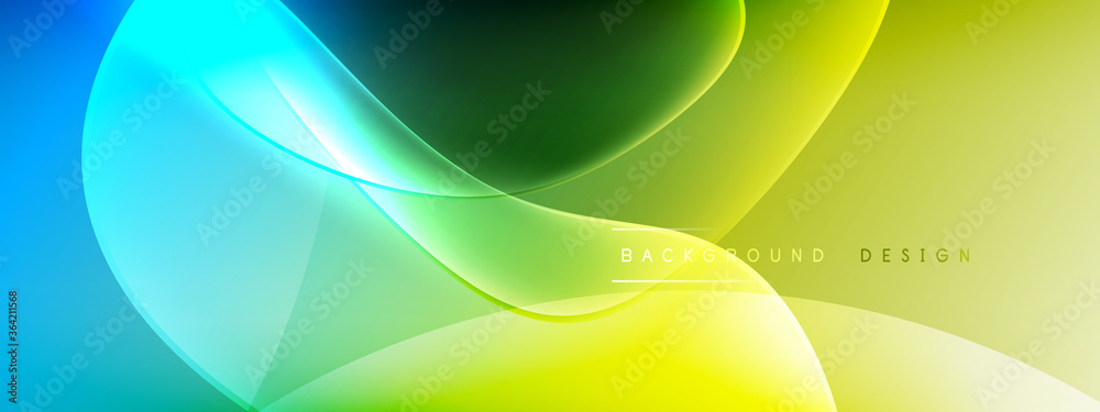 Wall mural vector abstract background - liquid bubble shapes on fluid gradient with shadows and light effects. 