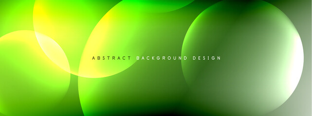 Vector abstract background liquid bubble circles on fluid gradient with shadows and light effects. Shiny design templates for text