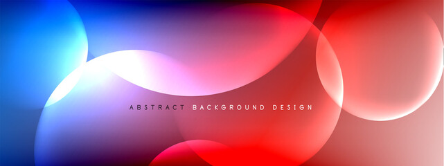 Vector abstract background liquid bubble circles on fluid gradient with shadows and light effects. Shiny design templates for text