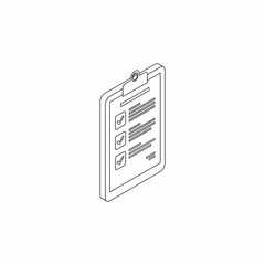 Checklist Isometric right view - Black Outline icon vector isometric. Flat style vector illustration.