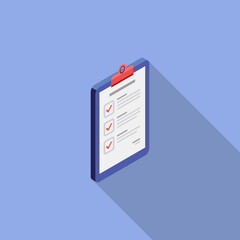 Checklist Isometric right view icon vector isometric. Flat style vector illustration.