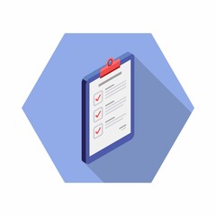 Checklist Isometric right view icon vector isometric. Flat style vector illustration.