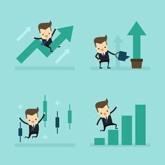 set of businessman growth in business concept vector