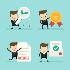set of businessman in approved concept vector