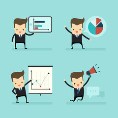 set of businessman in presentation concept vector