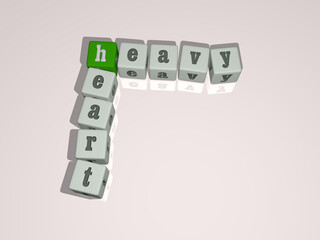 combination of HEAVY HEART built by cubic letters from the top perspective, excellent for the concept presentation. background and illustration
