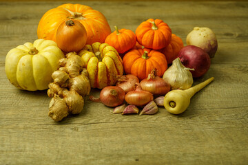 Assortment of fresh produce and vegetables for winter meals.