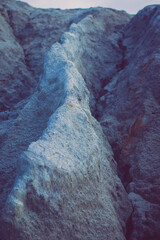 Sandy hilly quarry. Cracked earth