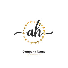 A H AH Initial handwriting and signature logo design with circle. Beautiful design handwritten logo for fashion, team, wedding, luxury logo.