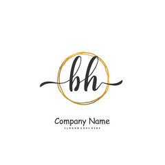 B H BH Initial handwriting and signature logo design with circle. Beautiful design handwritten logo for fashion, team, wedding, luxury logo.