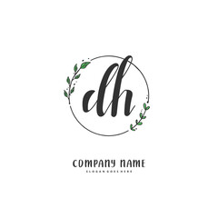 D H DH Initial handwriting and signature logo design with circle. Beautiful design handwritten logo for fashion, team, wedding, luxury logo.