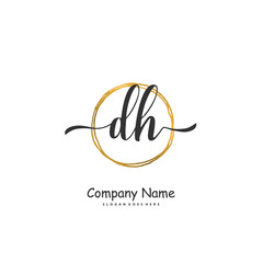 D H DH Initial handwriting and signature logo design with circle. Beautiful design handwritten logo for fashion, team, wedding, luxury logo.