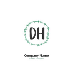 D H DH Initial handwriting and signature logo design with circle. Beautiful design handwritten logo for fashion, team, wedding, luxury logo.