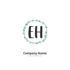 E H EH Initial handwriting and signature logo design with circle. Beautiful design handwritten logo for fashion, team, wedding, luxury logo.