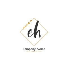 E H EH Initial handwriting and signature logo design with circle. Beautiful design handwritten logo for fashion, team, wedding, luxury logo.