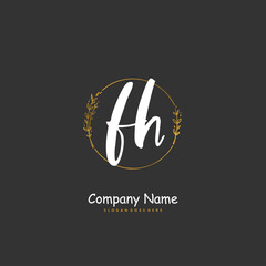 F H FH Initial handwriting and signature logo design with circle. Beautiful design handwritten logo for fashion, team, wedding, luxury logo.