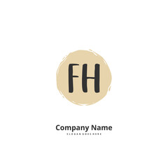F H FH Initial handwriting and signature logo design with circle. Beautiful design handwritten logo for fashion, team, wedding, luxury logo.