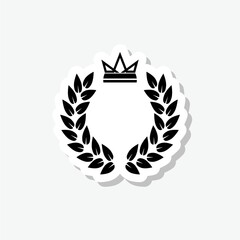 Obraz premium Crown and Laurel wreath sticker isolated on gray background