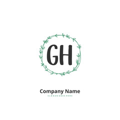 G H GH Initial handwriting and signature logo design with circle. Beautiful design handwritten logo for fashion, team, wedding, luxury logo.