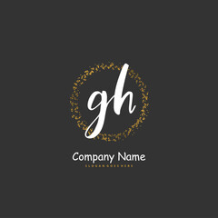 Fototapeta premium G H GH Initial handwriting and signature logo design with circle. Beautiful design handwritten logo for fashion, team, wedding, luxury logo.