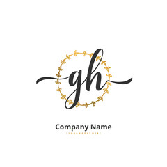 Obraz na płótnie Canvas G H GH Initial handwriting and signature logo design with circle. Beautiful design handwritten logo for fashion, team, wedding, luxury logo.