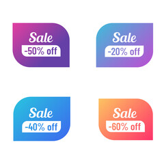 sale discounts on modern vector shapes with color gradients vector illustrations. promo advertising discounts on color gradient shapes with for web, ui, mobile app design, business promo advertising