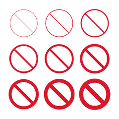 Flat Stop Icon collection isolated on white background. Modern vector illustration. Red no entry symbol set